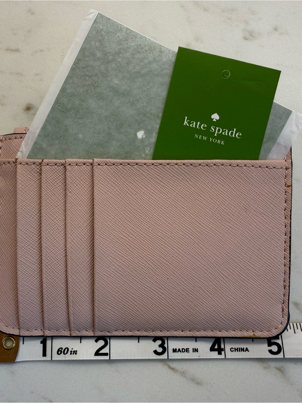 Kate Spade Blush Pink Bow Stud Card Holder - Picture 3 of 6